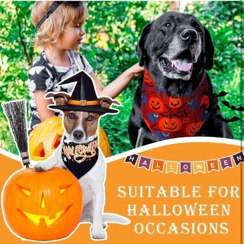 SANWUTA Halloween Dog triangle Bandanas set of 10 Halloween print size XL